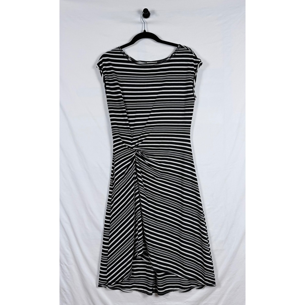 Max Studio Black White Twist Front Midi Dress M Classy Country Club Casual - Picture 2 of 11